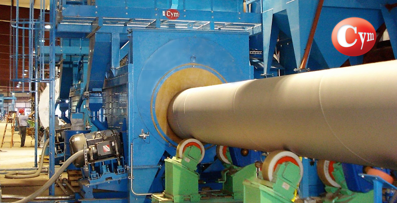 equipo de granallado para aplicacion de revestimiento en tubos de gran diametro como oleoductos, acueductos y gasoductos