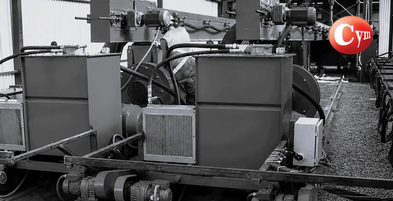 Central hidráulica carro lanza turbina granallado interno tubos CYM Materiales desplazamiento axial rotación turbina rieles