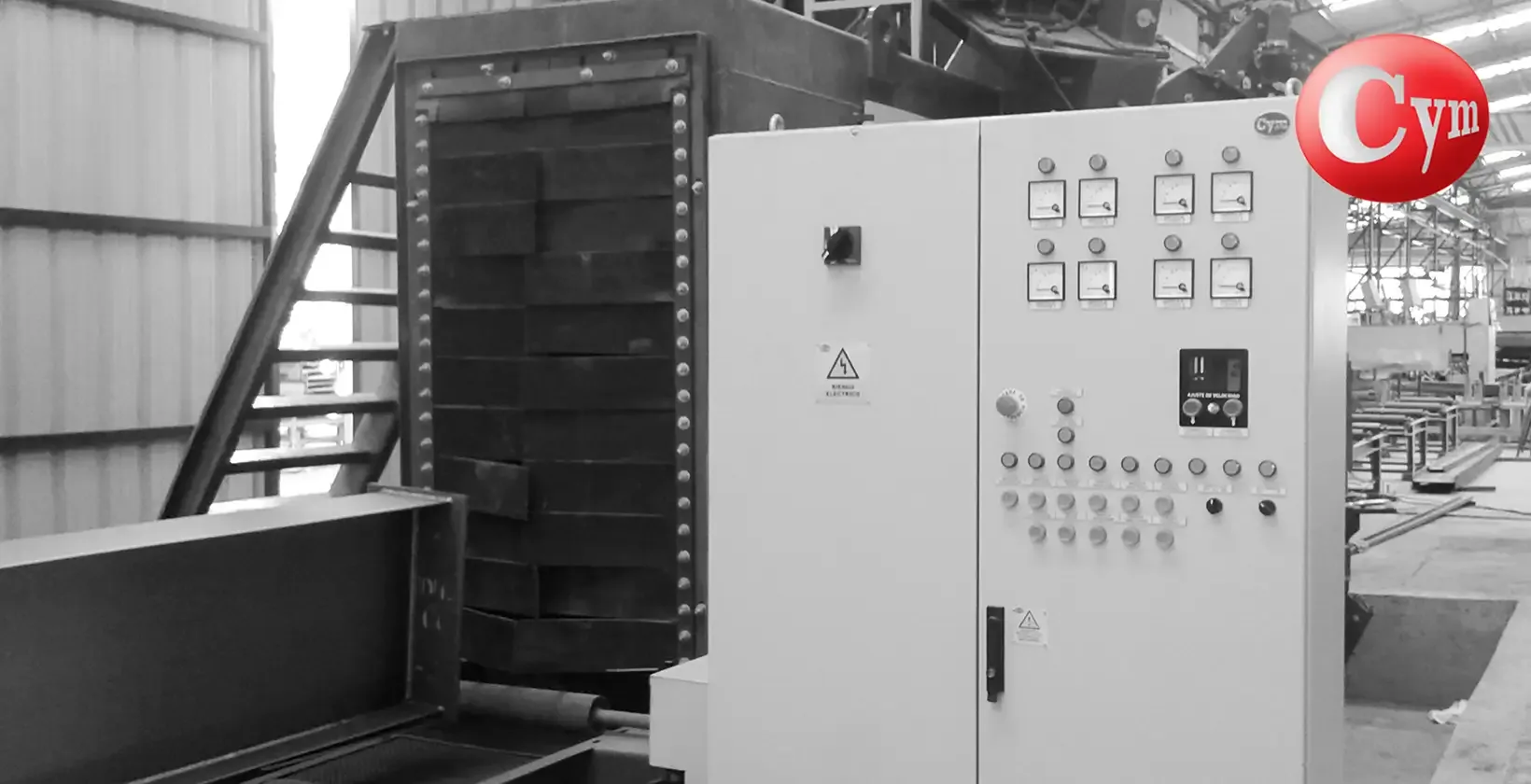 Granalladora CYM EST-ROD 8x17 – panel de control y comando centralizado para operación de turbinas y transportador
