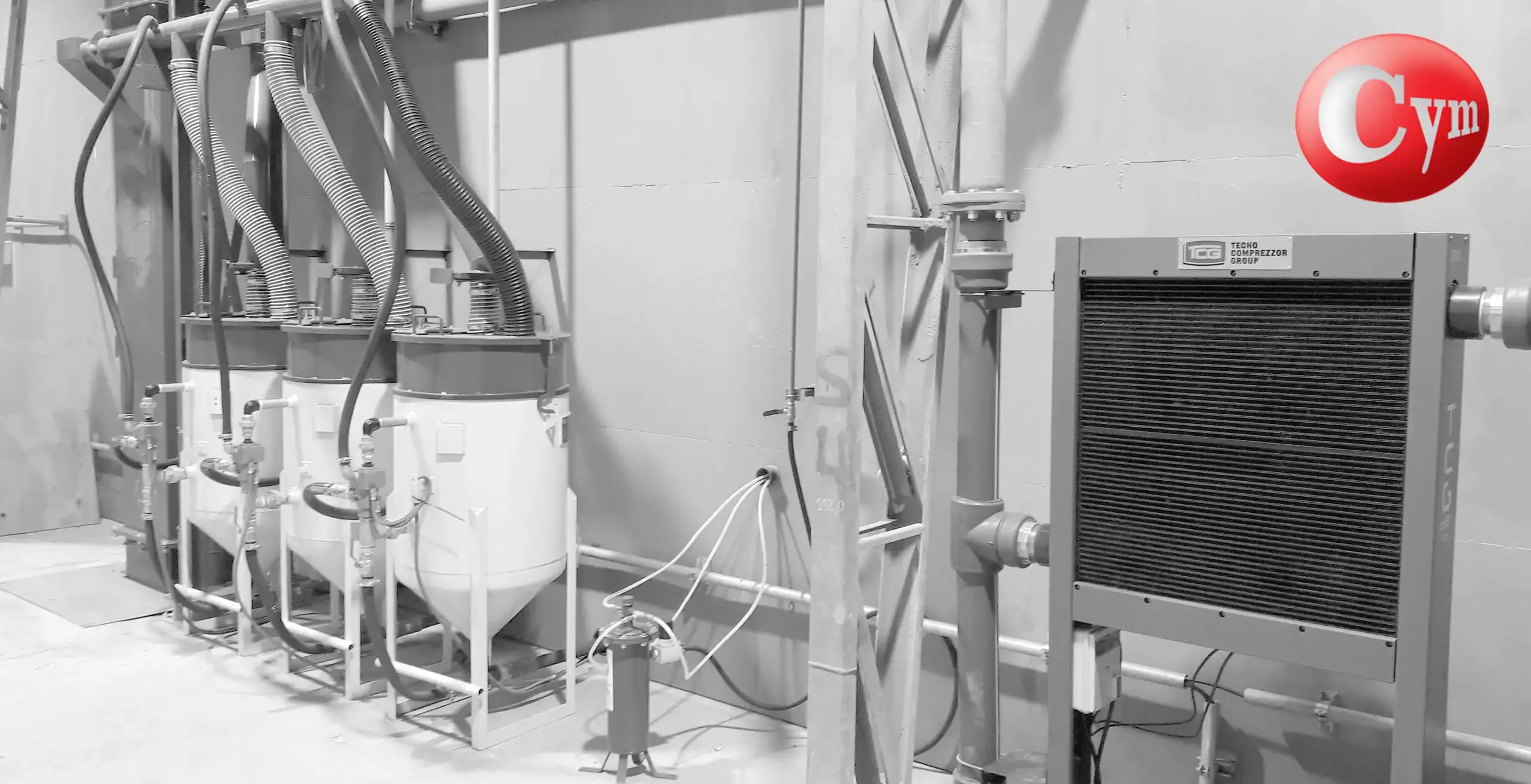 3 tolvas granallado CYM CY150DE con secador aire — cuarto naval prevención oxidación entre granallado shop primer · ASMAR